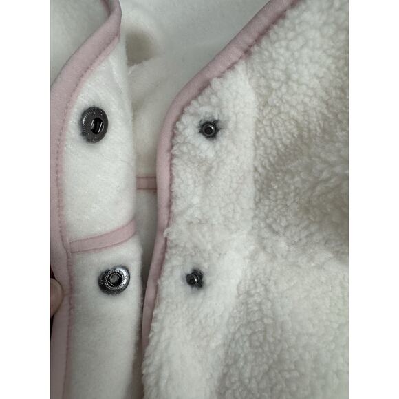 Puma Hooded Sherpa Fleece Jacket Womens Ivory Pink Athletic Outerwear Large - Picture 4 of 6